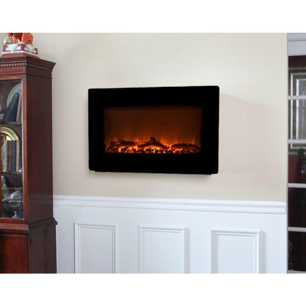 In Wall Electric Fireplace
 30 in Wall Mount Electric Fireplace in Black with 1400