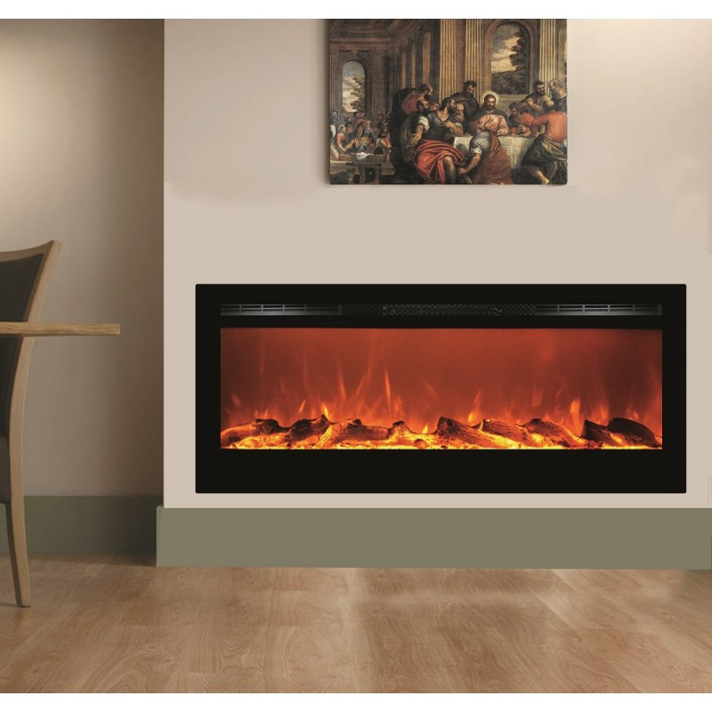 In Wall Electric Fireplace
 50" Black Built in Recessed Wall mounted Heater Electric