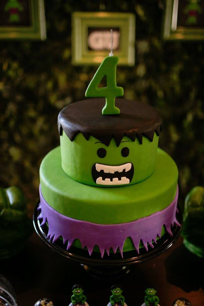 Incredible Hulk Birthday Cake
 Incredible Hulk Themed Birthday Party