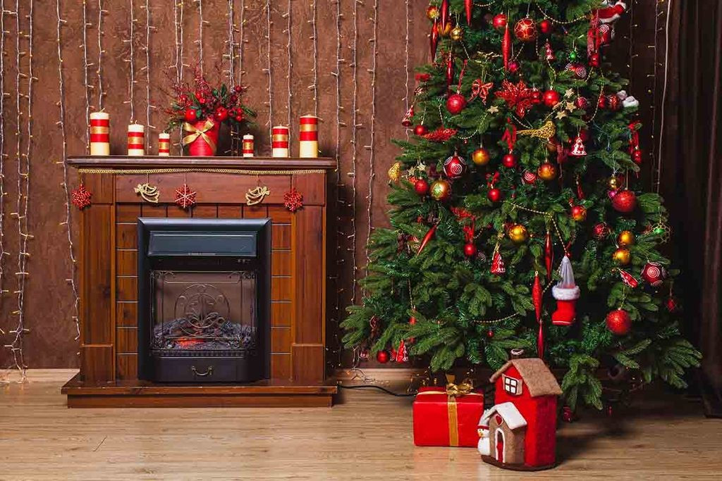 Indoor Christmas Tree
 Brown Fireplace Christmas Tree Indoor For Christmas