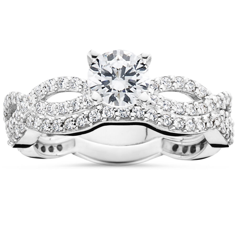 Infinity Wedding Rings
 1ct Pave Natural Diamond Engagement Infinity Wedding Ring