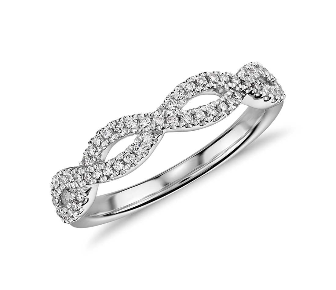Infinity Wedding Rings
 Infinity Twist Micropavé Diamond Wedding Ring in 14k White