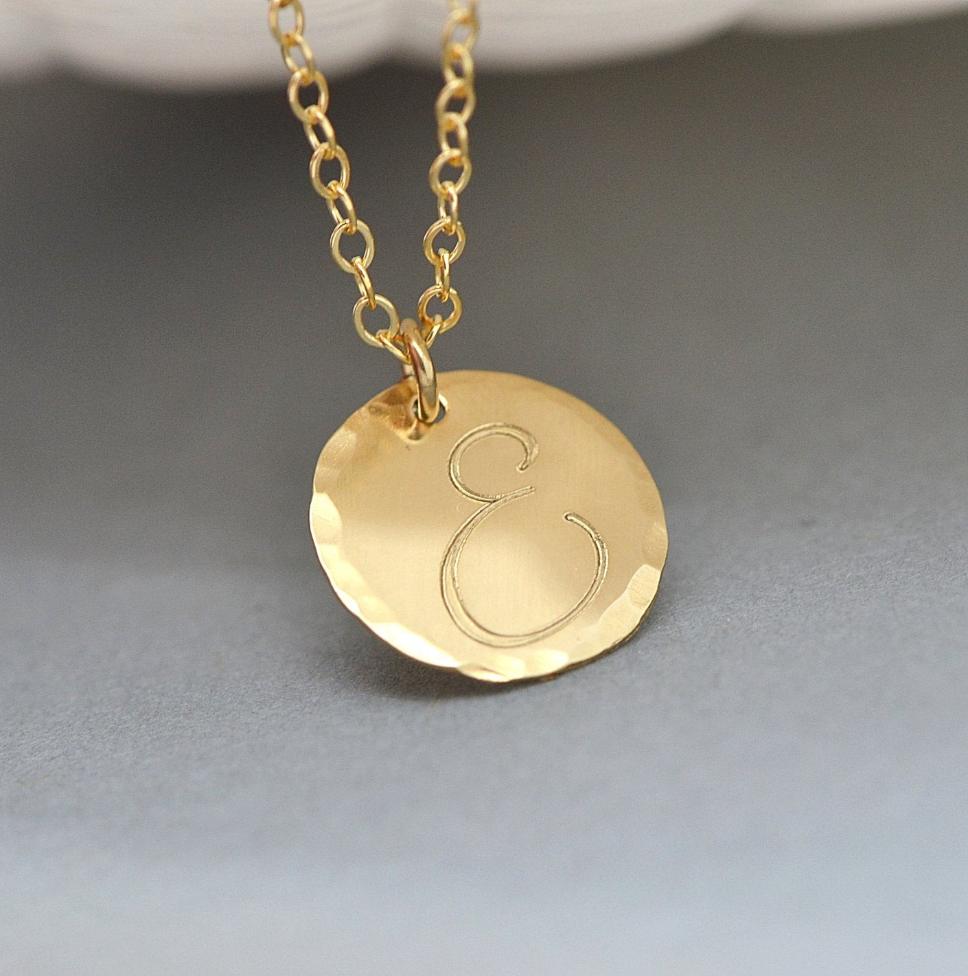 Initial Disc Necklace
 Initial Disc Necklace Hammered Disc Necklace Personalized