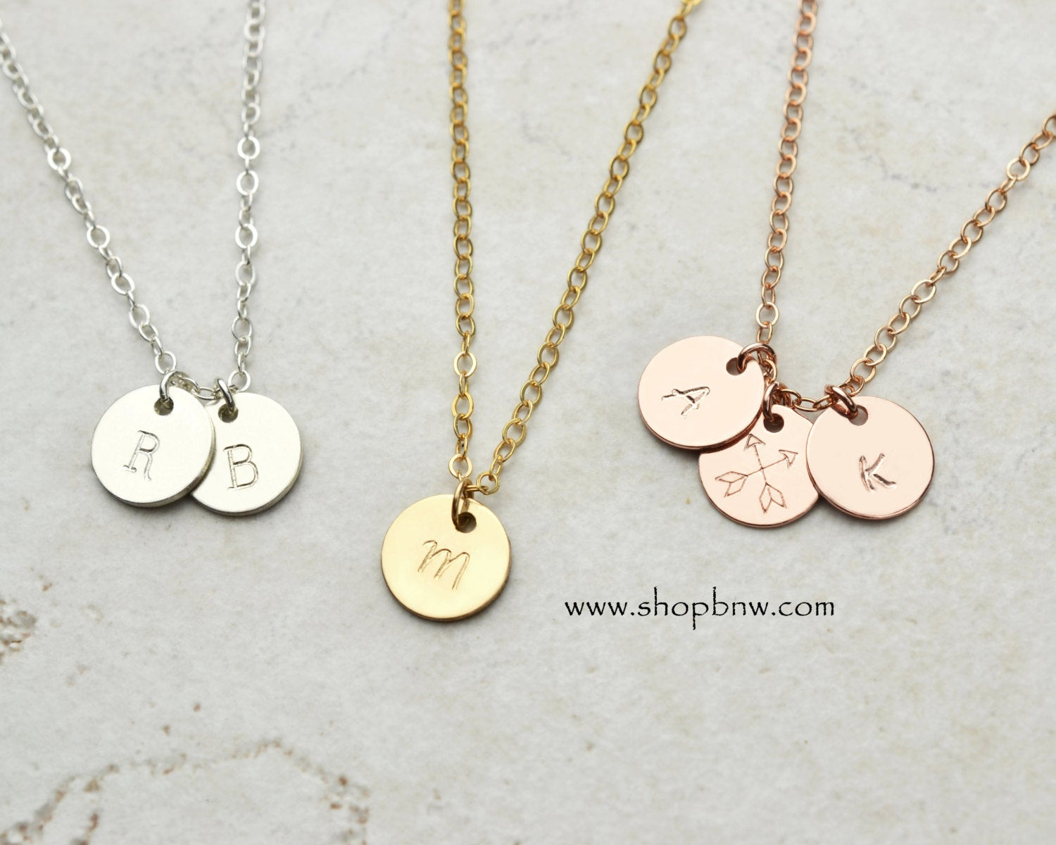 Initial Disc Necklace
 Small disk initial necklace Personalized Necklace Disk