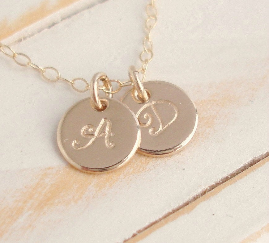 Initial Disc Necklace
 Small Initial Disc Necklace 14k Gold filled by