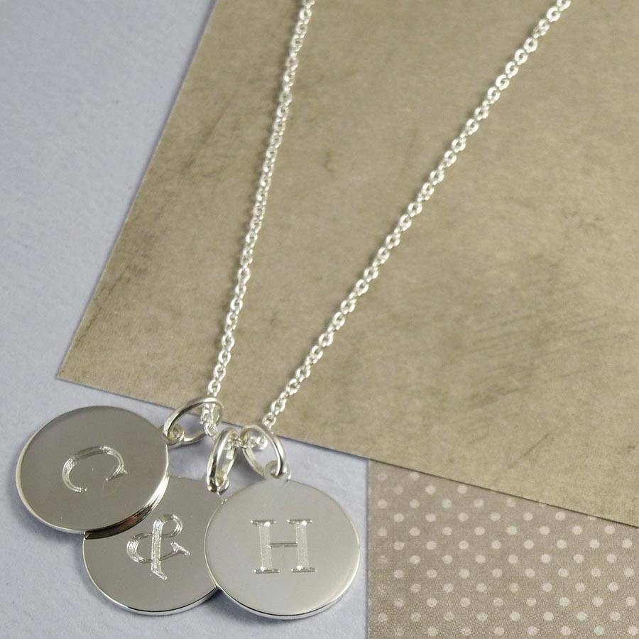 Initial Disc Necklace
 solid silver initial disc charm necklace by hersey