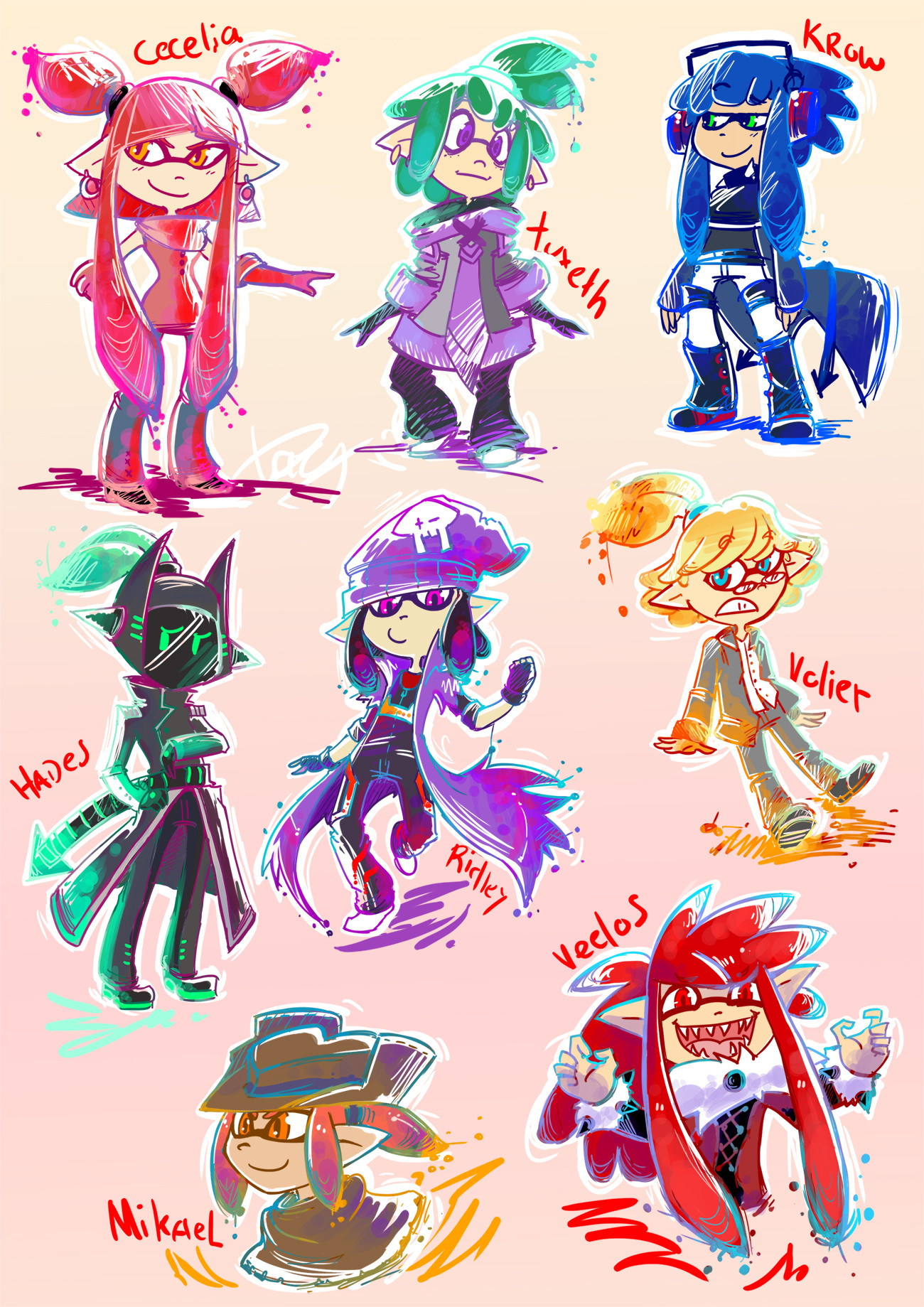 Inkling Girl Hairstyles
 They Got Inked by LazyNinjartist on DeviantArt