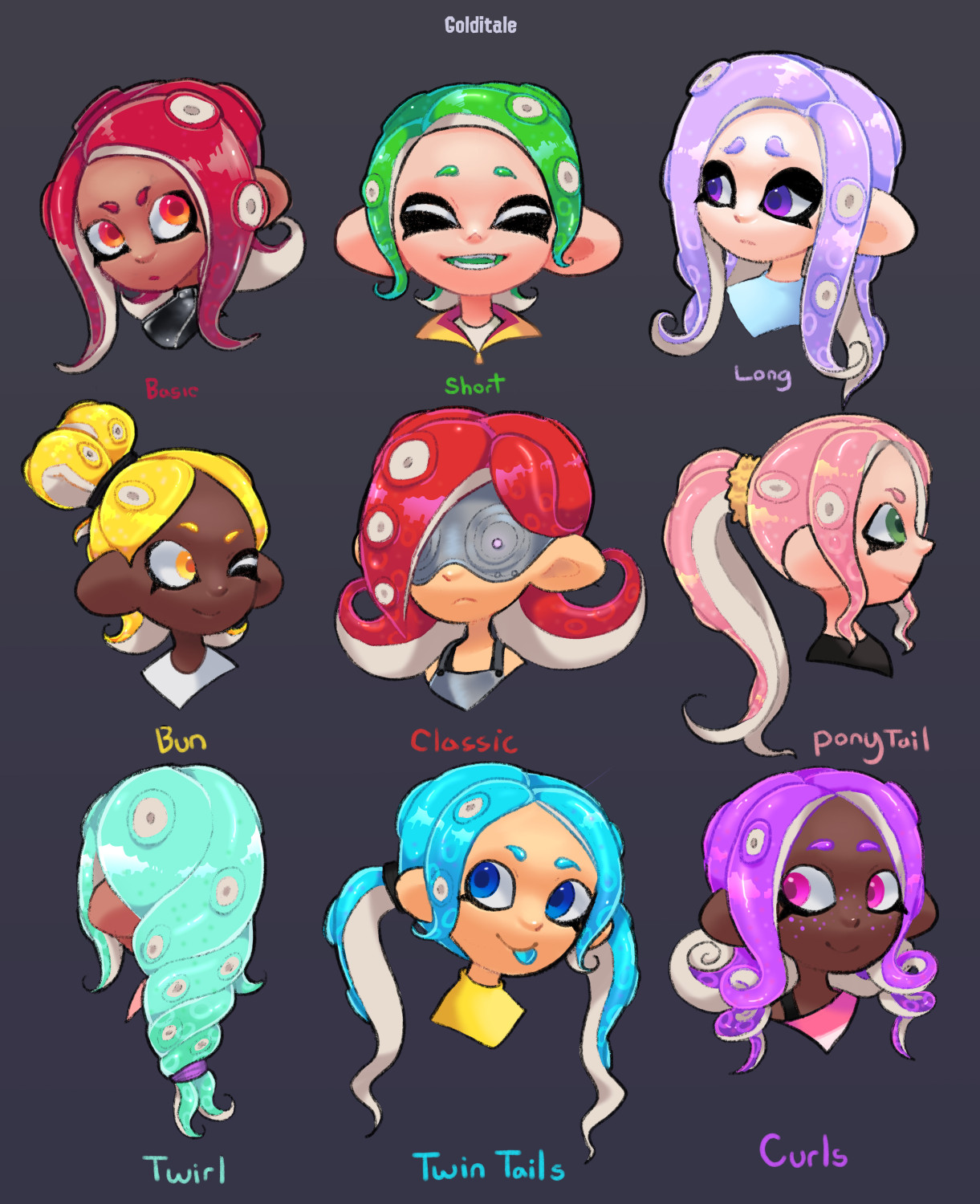 Inkling Girl Hairstyles
 I Made some new Octoling girl hairstyles splatoon