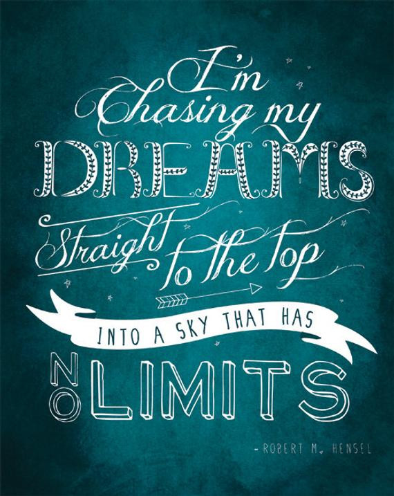 Inspirational Dream Quote
 Giclee Print Quote Poster Motivational Quote by