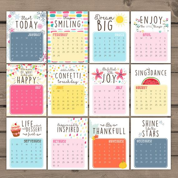 Inspirational Quote Calendar
 Items similar to Printable Calendar 2016 Inspirational