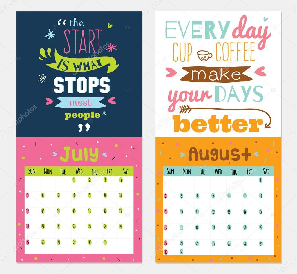 Inspirational Quote Calendar
 New Year wall calendar for 2015 with inspirational and