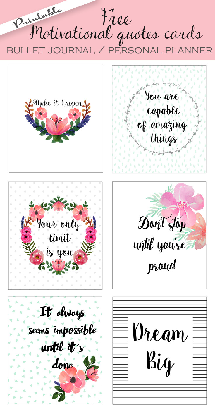 Inspirational Quotes Card
 Cards motivazionali per bullet journal o personal planner