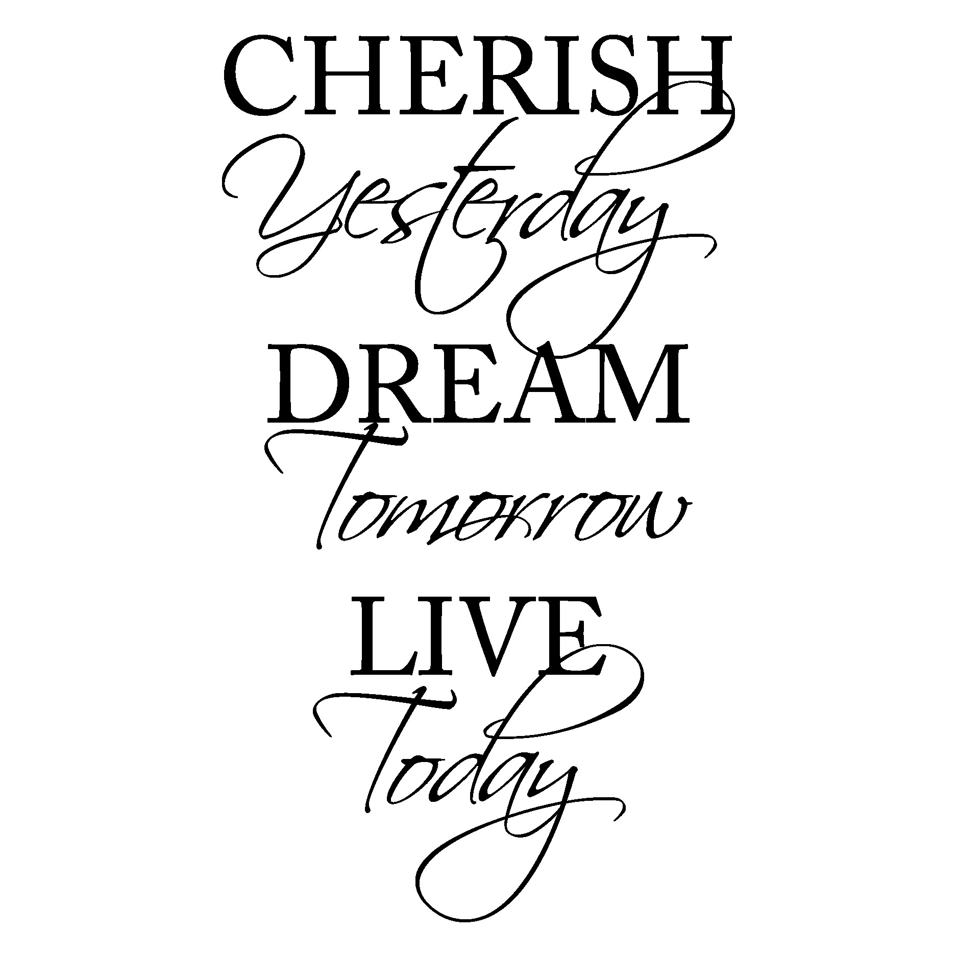 Inspirational Quotes Svg
 Cherish Yesterday Dream Tomorrow Live Today Wall Quotes