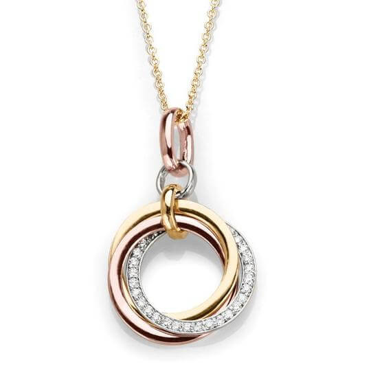 Interlocking Circle Necklace
 Buy Three Tone Diamond Accent Interlocking Circles Necklace