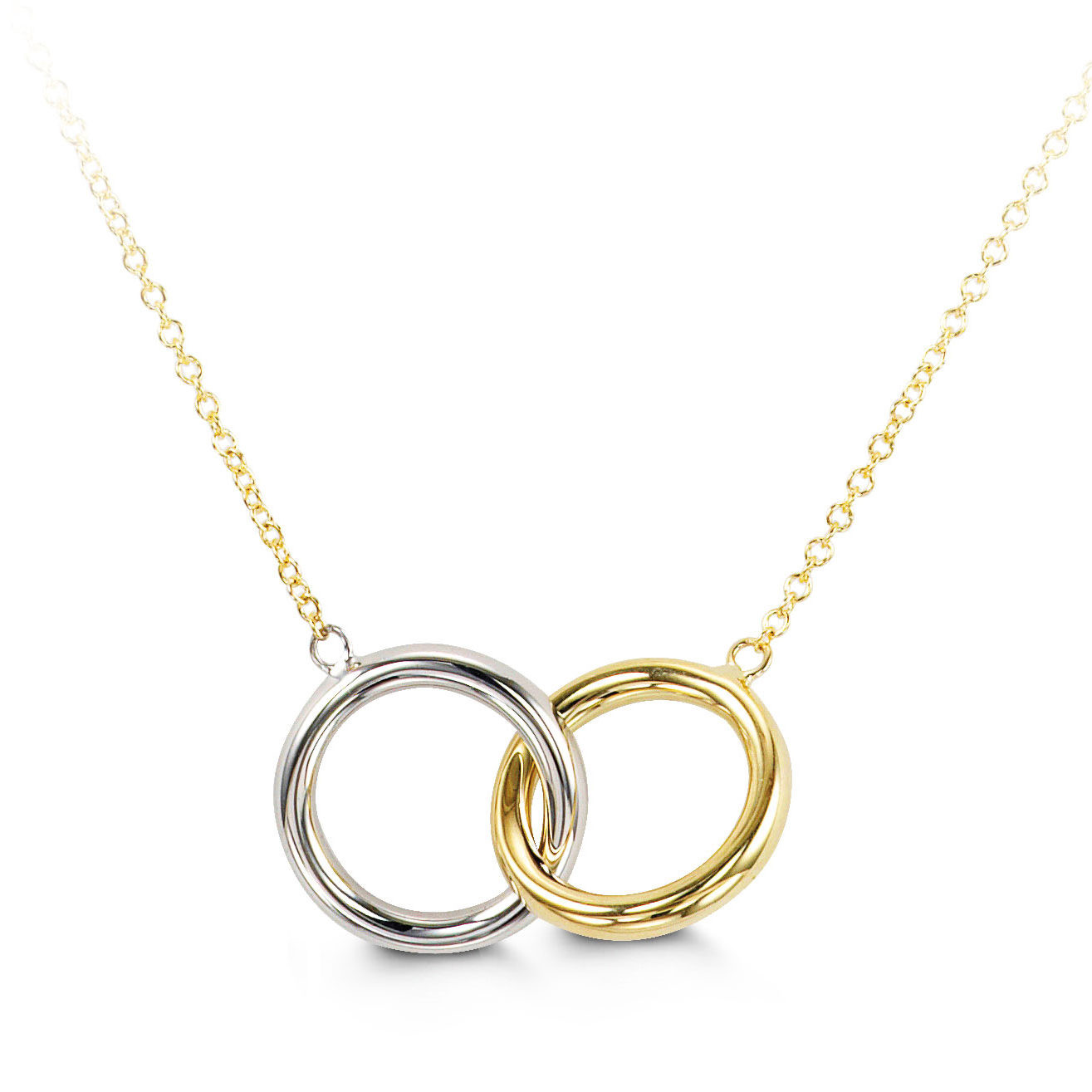 Interlocking Circle Necklace
 Yellow and White Gold Interlocking Circle Necklace