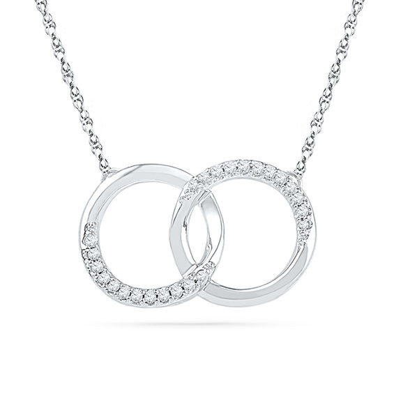 Interlocking Circle Necklace
 1 10 CT T W Diamond Interlocking Circles Necklace in 10K