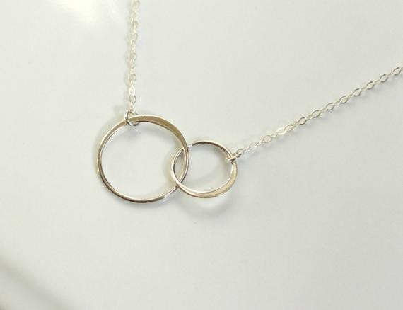 Interlocking Circle Necklace
 Interlocking Circles Necklace Sterling Silver Two Connected