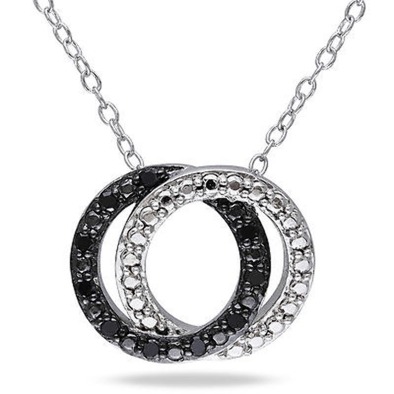 Interlocking Circle Necklace
 Sterling Silver Black Diamond Interlocking Circles Fashion