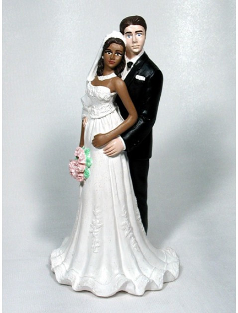 Interracial Wedding Cake Topper
 Interracial Bride Groom Personalized Wedding Cake Tops