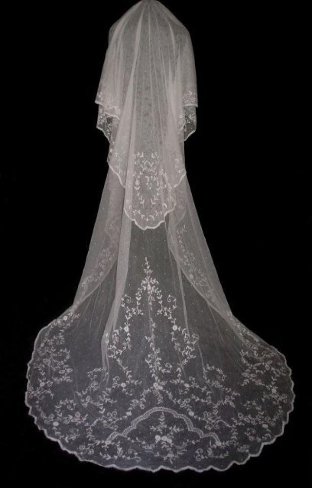 Irish Lace Wedding Veils
 Exquisite Antique 1910 Edwardian TAMBOUR LACE Wedding Veil