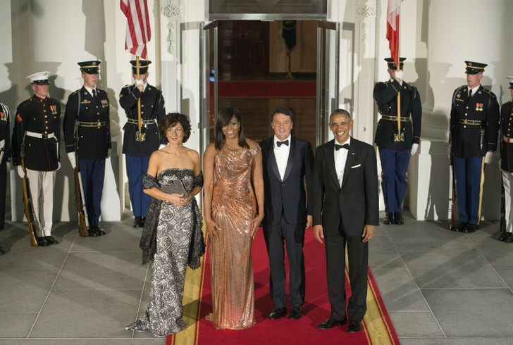 Italian State Dinner
 Michelle Obama s Versace Dress at Italy State Dinner 2016