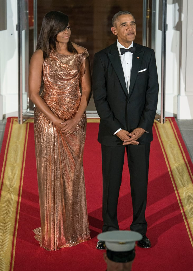 Italian State Dinner
 Michelle Obama s Versace Dress at Italy State Dinner 2016