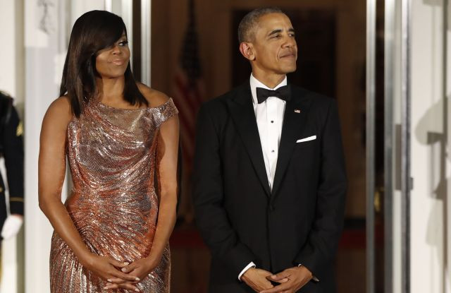 Italian State Dinner
 First Lady Michelle Obama Wears Versace for Italian State