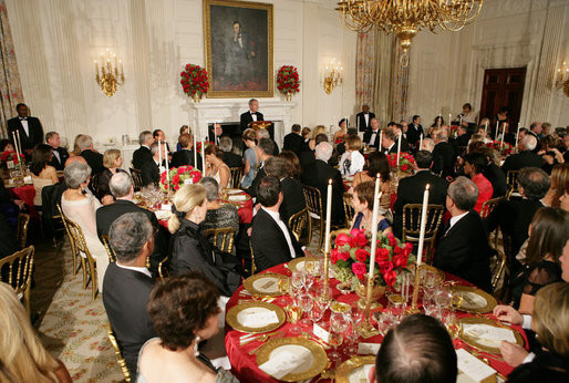 Italian State Dinner
 President George W Bush addresses his remarks to invited