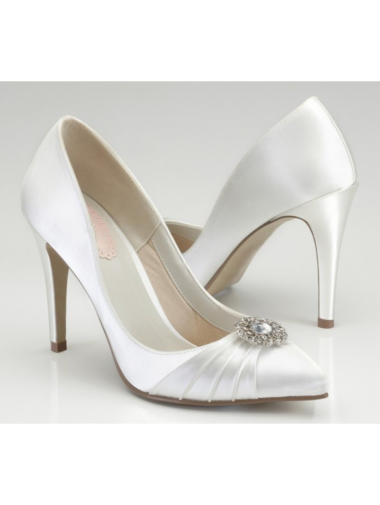 Ivory Satin Wedding Shoes
 Honey Pink By Paradox Ivory Satin high 10cm heel wedding shoes