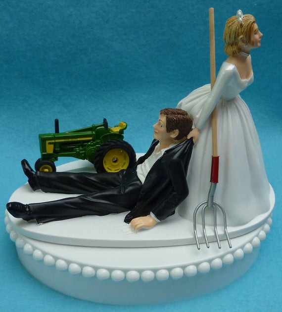 John Deere Wedding Cakes
 Wedding Cake Topper John Deere Green Tractor Themed w Bridal
