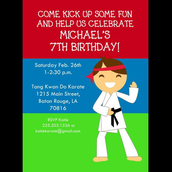 Karate Birthday Invitations
 Karate Party Birthday Invitation Printable by cardsbycarolyn