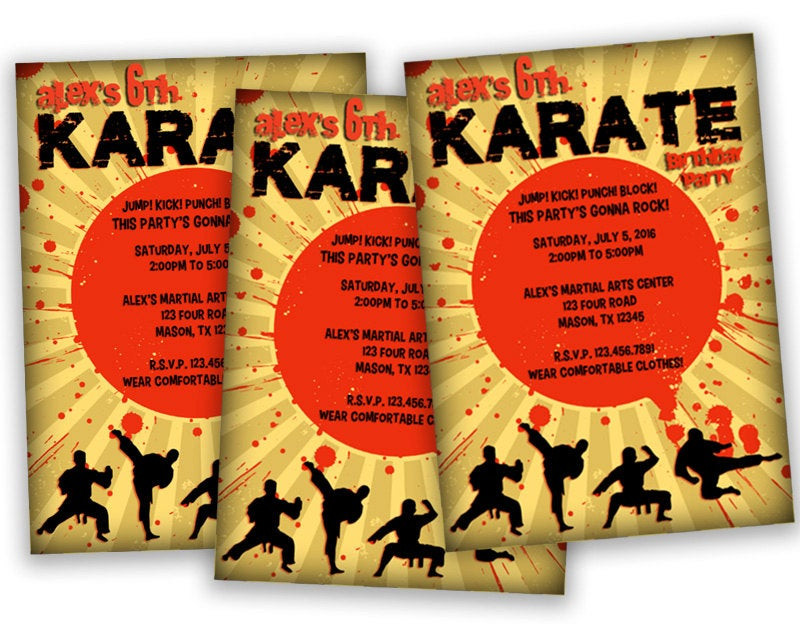 Karate Birthday Invitations
 Printable Karate Birthday Invitation Ninja Party Invite
