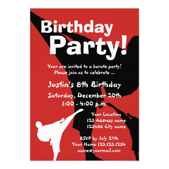Karate Birthday Invitations
 Kids Cooking Party Invitations
