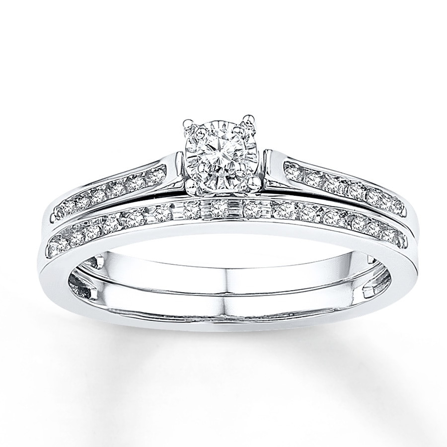 Kay Jewelers Wedding Ring Sets
 Diamond Bridal Set 1 8 ct tw Round cut 10K White Gold