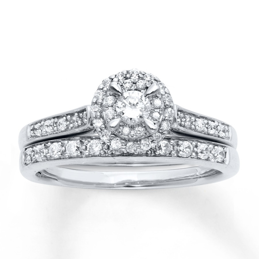 Kay Jewelers Wedding Ring Sets
 Diamond Bridal Set 1 2 ct tw Round Cut 14K White Gold