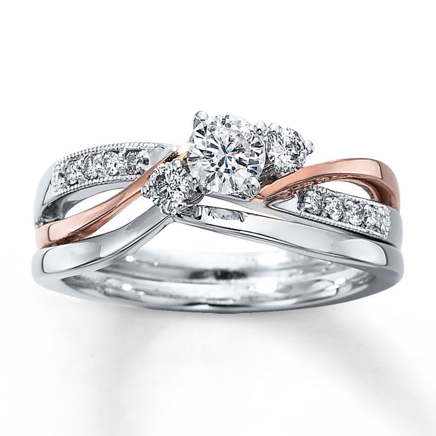 Kay Jewelers Wedding Ring Sets
 Kay Diamond Bridal Set 3 8 ct tw Round cut 14K Two Tone Gold