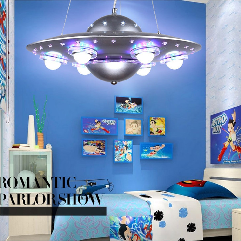 Kid Bedroom Lighting
 Colorful Remote Control UFO Spaceship Chandelier Children