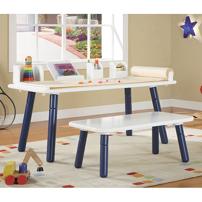 Kids Arts And Craft Tables
 3 Stages Kid s Art Table and Bench Set in White and Blue