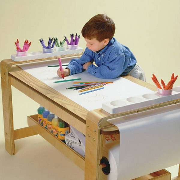 Kids Arts And Craft Tables
 New Big Wooden Kids Art Table Birch Wood Paper Roll Holder