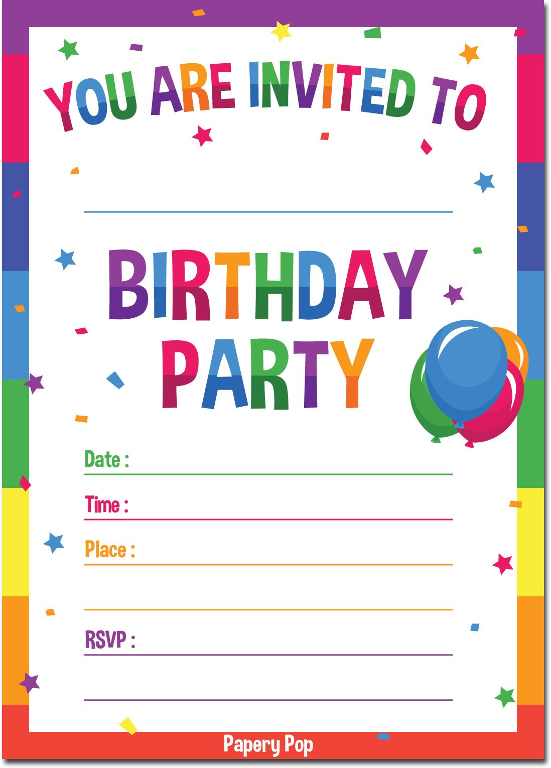 Kids Birthday Invitation Templates
 Amazon 30 Birthday Invitations with Envelopes 30