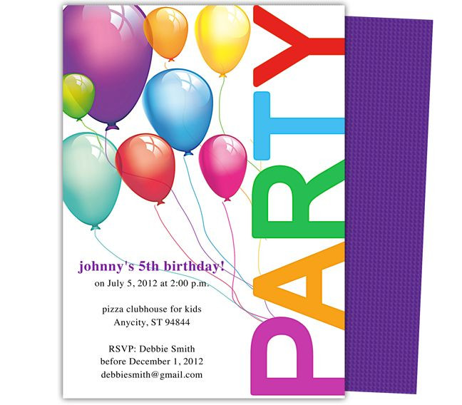 Kids Birthday Invitation Templates
 Kids Party Templates Balloons Kids Birthday Party
