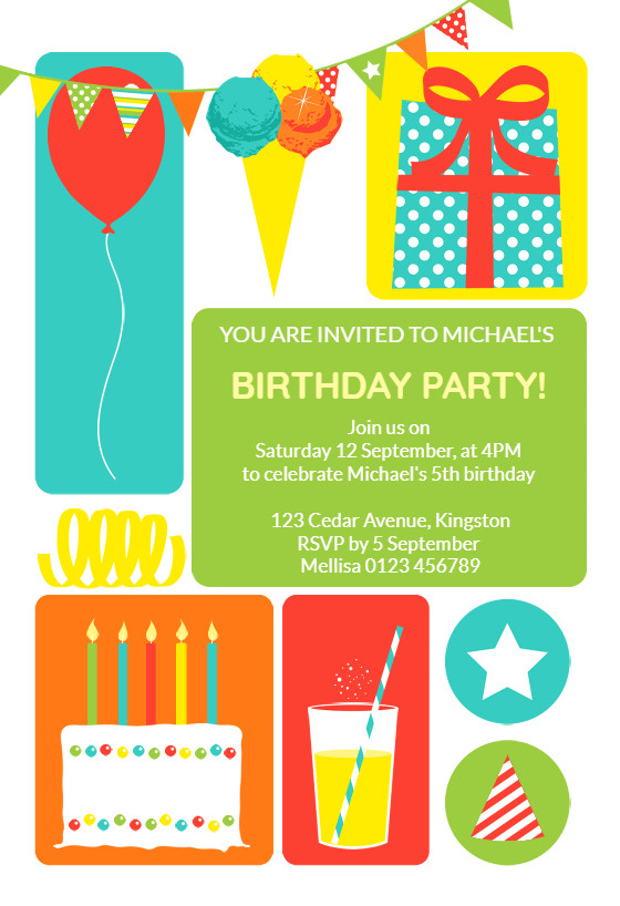 Kids Birthday Invitation Templates
 Colorful Childrens Party Birthday Invitation Template