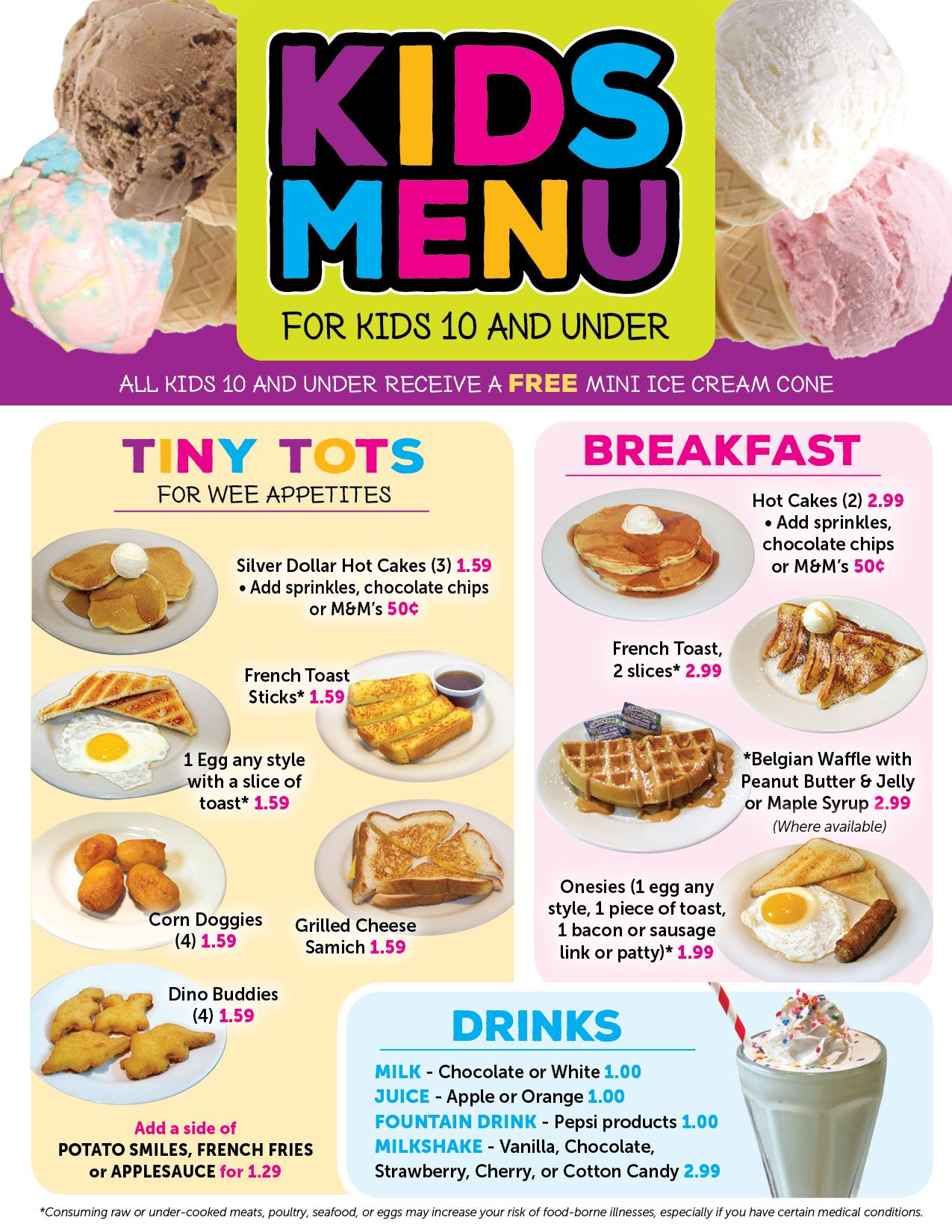 Kids Breakfast Menu
 Valley Dairy Restaurants Kids Menu