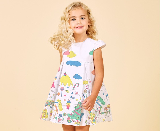 Kids Design Their Own Dress
 Holiday inspired Color in Dress lets kids design their own