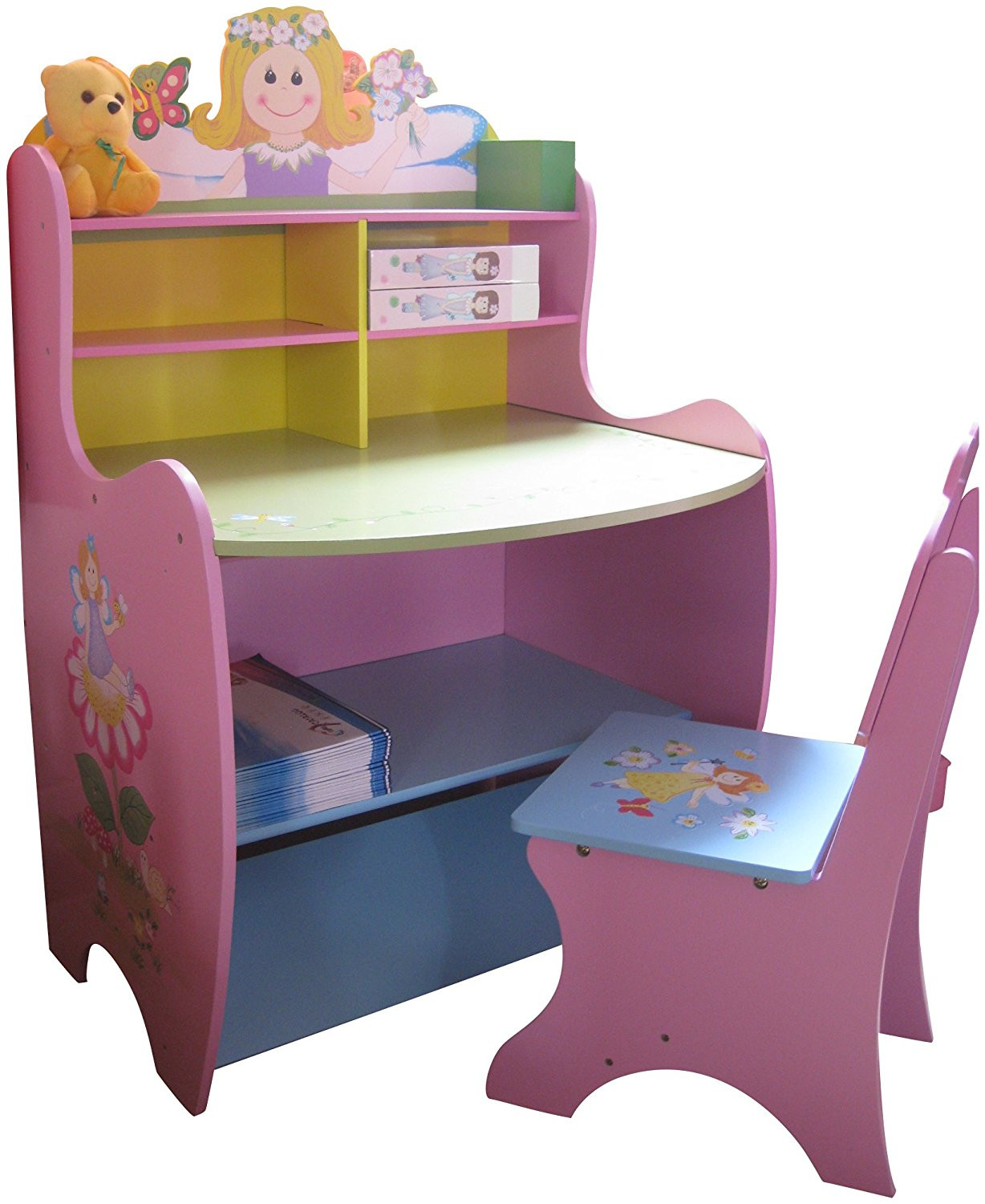 Kids Desk With Storage
 Childrens Desk Chair Wooden Writing Storage Fairy Bedroom