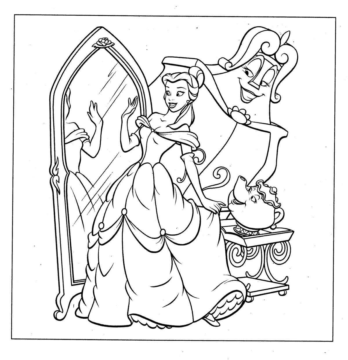 Kids Disney Coloring Pages
 Disney Princess Belle Coloring Pages To Kids