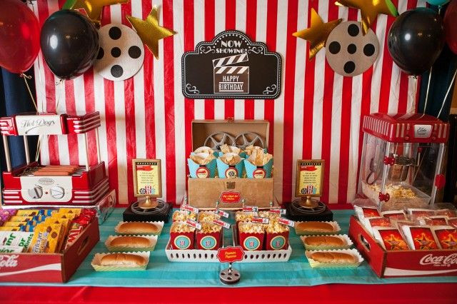 Kids Hollywood Party
 Movie Night concession stand in the foyer Wall the