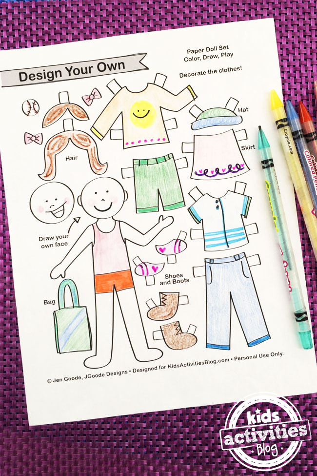 Kids Make Your Own
 Design Your Own Paper Dolls Printable