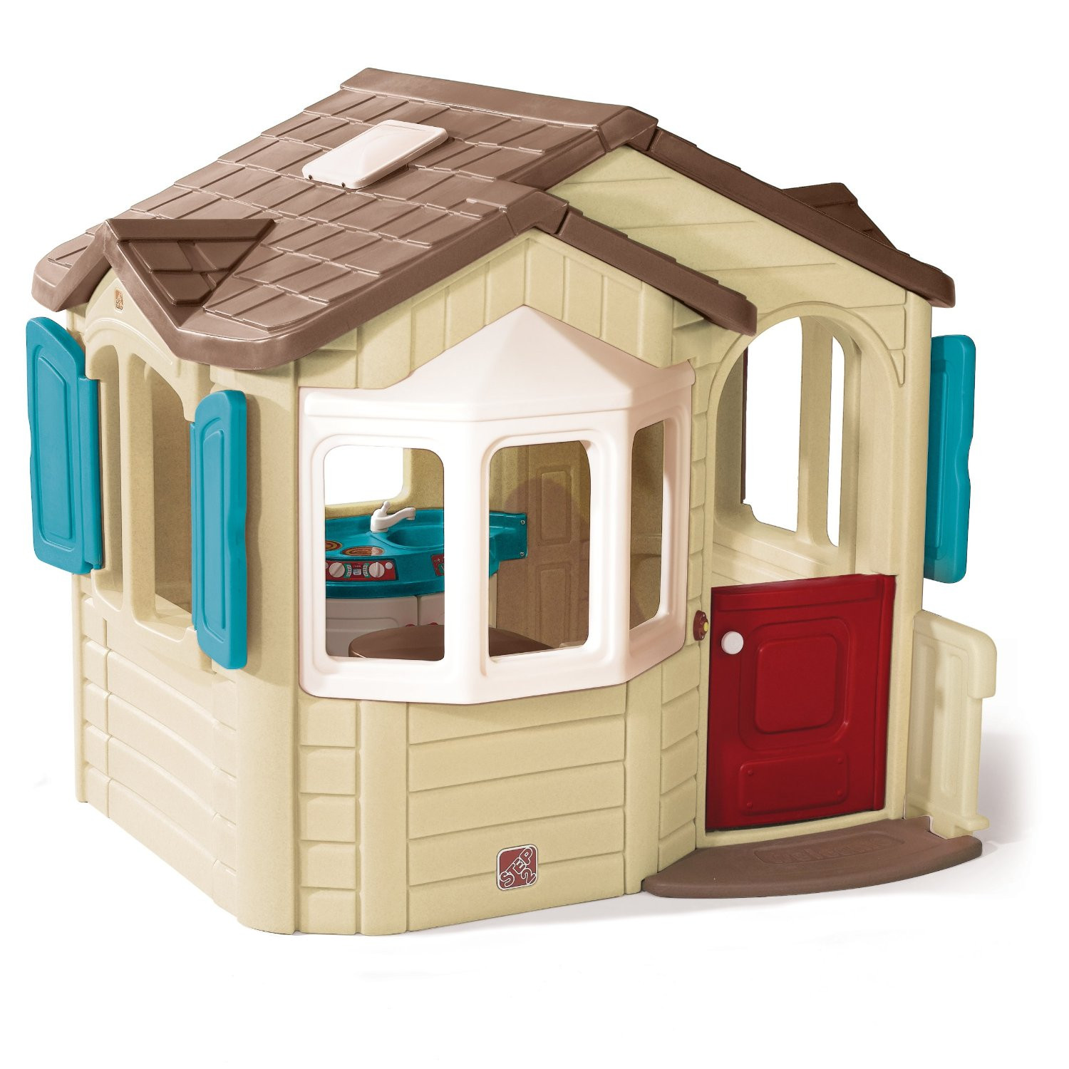 Kids Outdoor Plastic Playhouses
 Outdoor Playhouse with Kitchen Inside