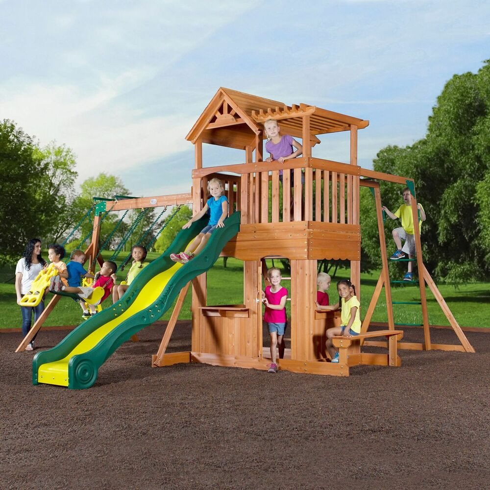 Kids Outdoor Playground Sets
 Thunder Ridge Cedar Swing Play Set Children Kids Playset